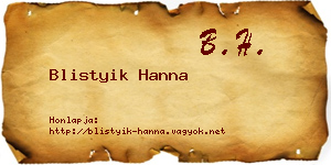 Blistyik Hanna névjegykártya